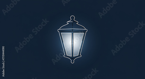 Minimalist lantern outline glowing effect