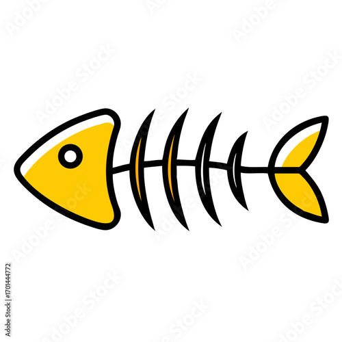 Fish Skeleton Seafood Remains hand drawing icon for web and graphic design