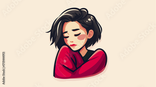 Woman character in red sweater