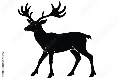 reindeer silhouette vector art icon