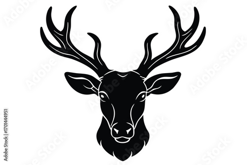 reindeer head silhouette vector art icon