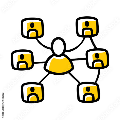Networking Connected People System hand drawing icon for web and graphic design