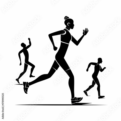 Dynamic Runners: A stylized illustration captures the essence of motion, depicting athletes in full stride, embodying the spirit of competition and the power of human endurance.