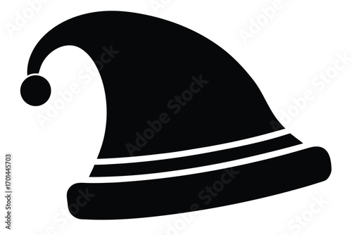 santa chimney hat silhouette vector art icon