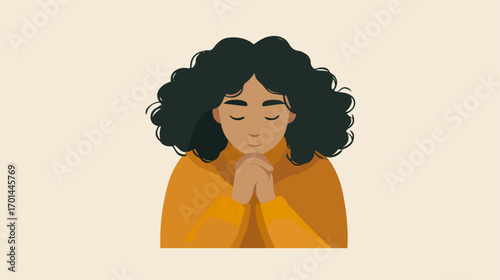 Woman praying illustration