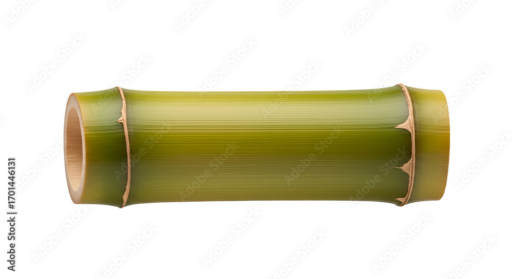 Fototapeta premium Fresh green bamboo section close-up isolated PNG with Transparent Background