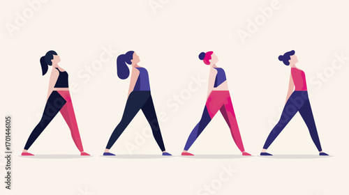 Women stretching in various poses