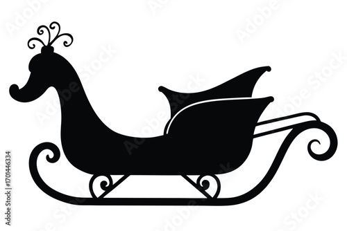 santa toy sleigh silhouette vector art icon
