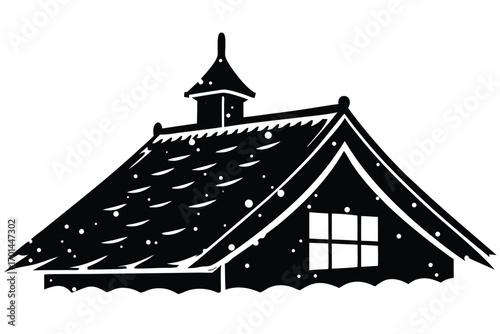 snow covered roof silhouette vector art icon