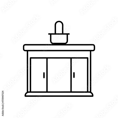 Cabinet with pot on the surface top on transparent background