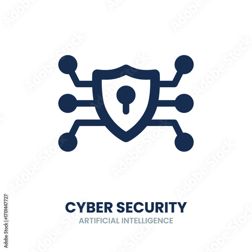Cyber security icon. protection, shield, lock, firewall, encryption, data, privacy, network, safety. Vector Icon Illustration