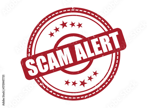 Scam Alert Rubber Stamp Seal with a Star Border