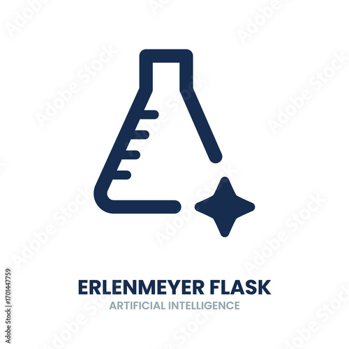 Erlenmeyer flask icon. ai research, beaker, data, analysis, innovation, science, technology, study, experiment, knowledge. Vector Icon Illustration