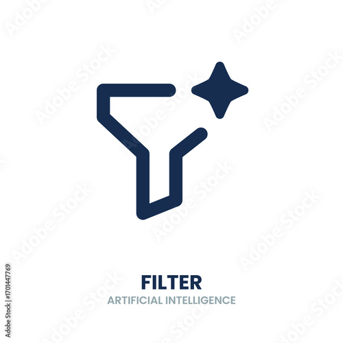 Filter icon. funnel, ai, settings, adjustment, control, analytics, process, diagram. Vector Icon Illustration