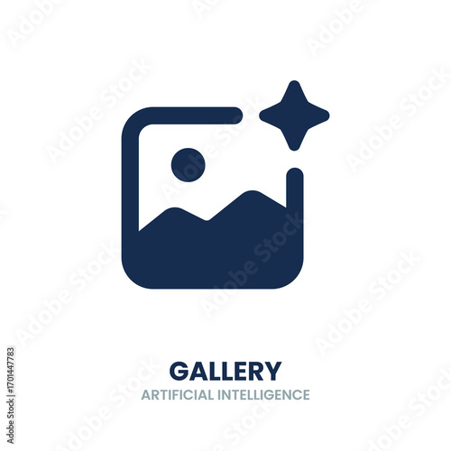 Gallery icon. image, generative image, ai, art, creative, design, digital, pattern, abstract, creation, algorithm. Vector Icon Illustration