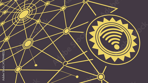 Network connection concept with wifi signal and nodes for global communication data