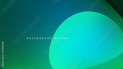 Abstract gradients create flowing shapes. Teal, turquoise, green hues dominate dark background. Minimalist design feels modern, dynamic.