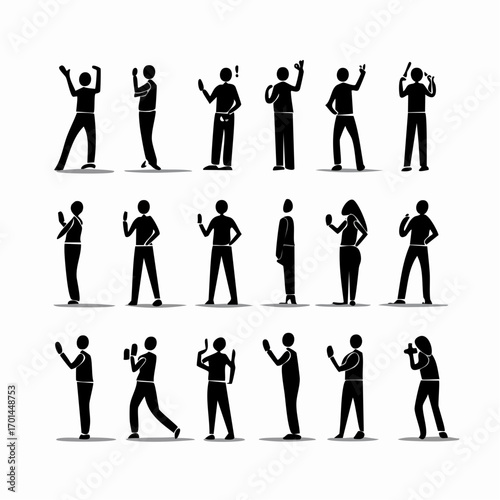 Silhouette People in Everyday Life: A collection of vector silhouette of individuals in various activities, perfect for illustrations of diverse activities. 