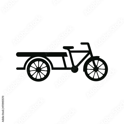 Silhouette of a cargo tricycle Three Wheeler van icon, a versatile vehicle for transporting goods and materials.