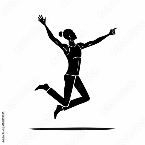 Silhouette of Triumph: A dynamic silhouette captures the essence of triumphant elation and celebration, embodying human spirit and success.