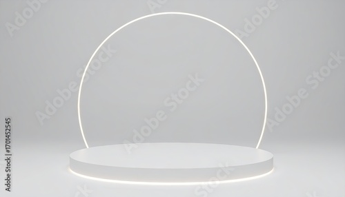 Minimalist White Podium with Soft Halo Lighting