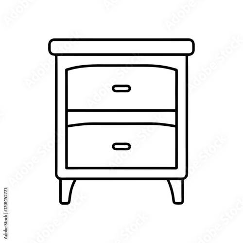 Outline drawing of a nightstand on transparent background