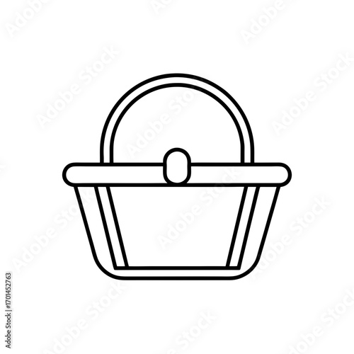 Outline drawing of a picnic basket on transparent background