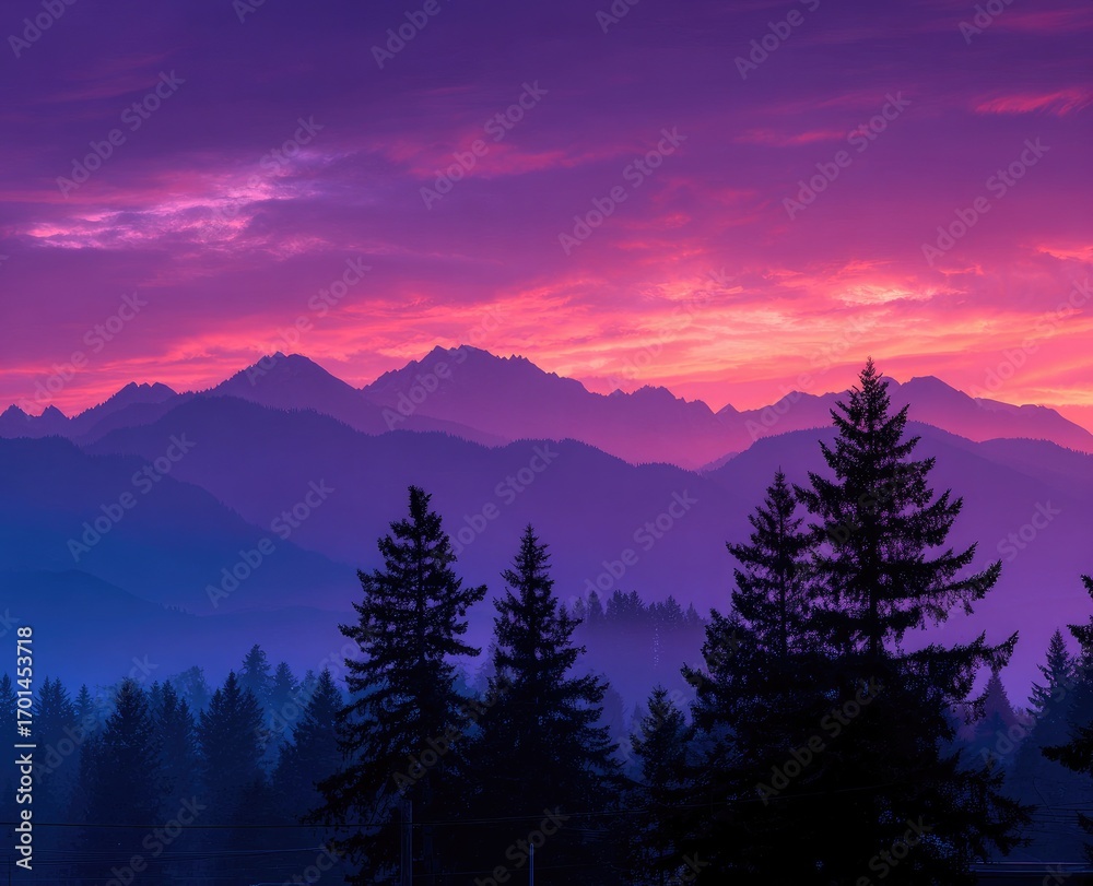 Obraz premium Misty mountain sunrise