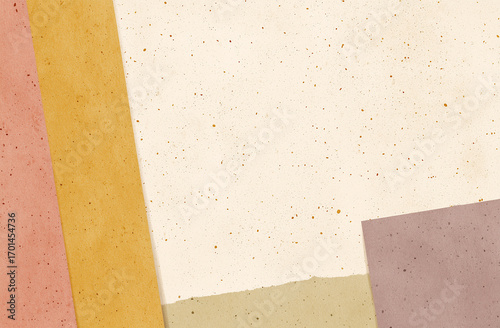 Modern Korean Hanji Textured Background with Patchwork Color Borders