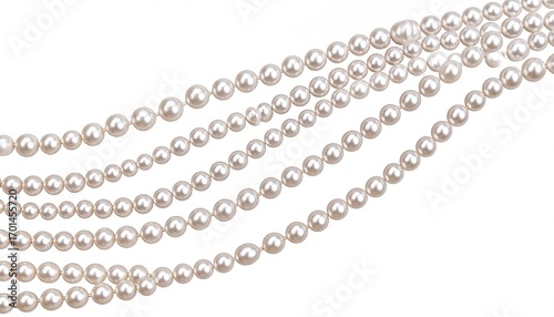 Elegant White Pearl Strands on Transparent Background