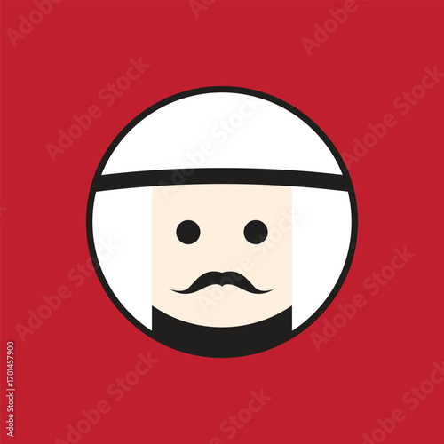 Arabian man whiskers with Turban logo. Arabian man logo vector line  potrait colorful design with dark background. Abstract graphic illustration. Simple Modern template logo.