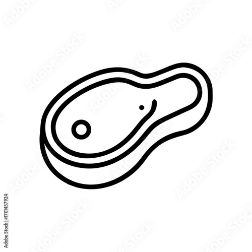 Simple line art icon of a raw beef steak, a food ingredient for cooking and grilling