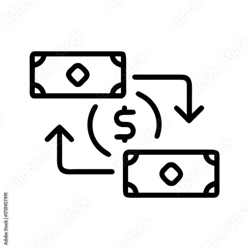 Money Exchange Flow Illustration, Financial Transaction Concept