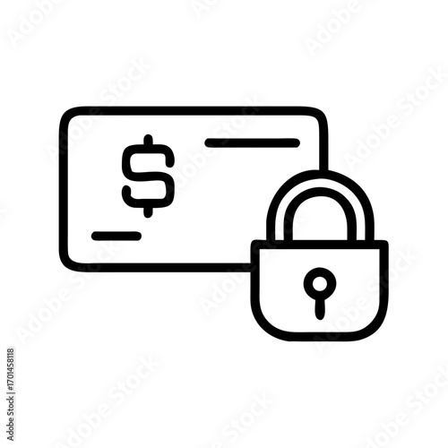 Secure payment concept illustrated with a bank check and padlock icon. Vector graphic for financial security, fraud protection, and safe transactions