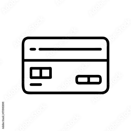 Outline of a generic payment card with a chip and magnetic stripe, symbolizing modern finance, e-commerce, and secure digital banking transactions