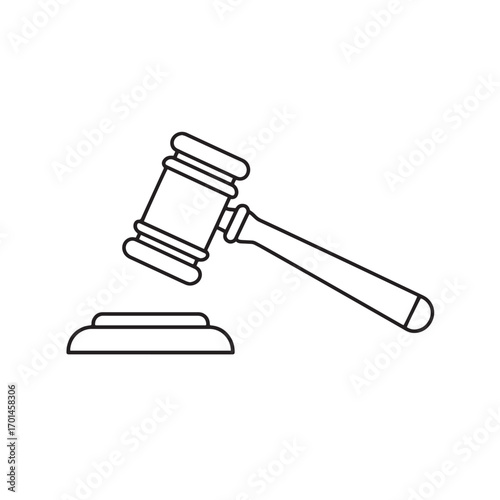 Gavel Two Color Line Icon with Editable Stroke. The Icon is suitable for web design, mobile apps, UI, UX, and GUI design.