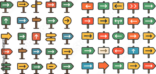 Collection of Direction Sign Icons.