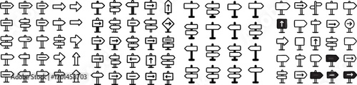 Collection of various road signs and directional symbols.
