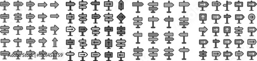Collection of various signpost icons.