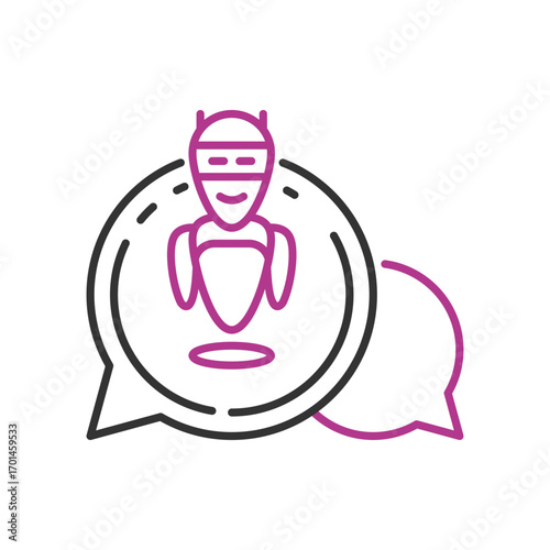 Chatbot vector icon in line style with chat bubble and robot symbol