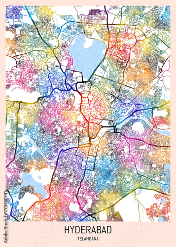Wallpaper Mural Hyderabad Telangana Map. city background, abstract city printable, city travel, city banner, modern city, city background, abstract watercolor, abstract paint, urban background Torontodigital.ca