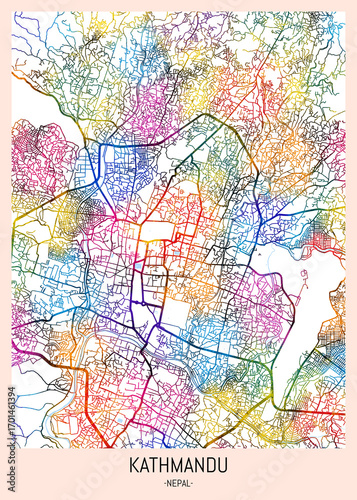 Wallpaper Mural Kathmandu Nepal Map. city background, abstract city printable, city travel, city banner, modern city, city background, abstract watercolor, abstract paint, urban background Torontodigital.ca