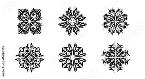 A collection of intricate black and white mandala designs showcases symmetrical patterns and artistic flair these decorative elements offer a touch of elegance and sophistication