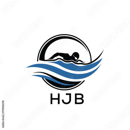 HJB Swimming  Company logo. HJB Water Sports logo design for entrepreneur and business. HTK Training Branding best icon.

