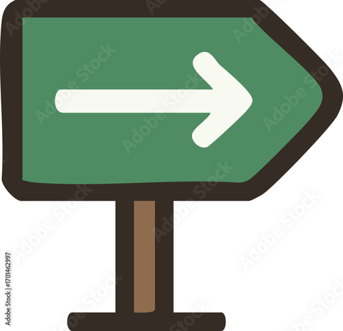 Simple green signpost with right arrow. Navigation, guidance, concept.