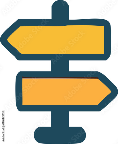 Hand-drawn signpost with two blank arrows, options.
