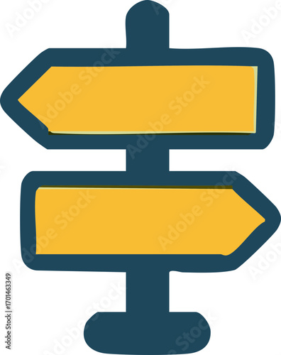 Simple cartoon signpost with two blank arrows, choices.