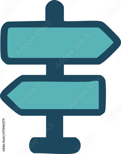 Blank signpost with two arrows showing choice, path