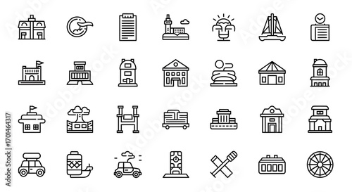 Line art icon pack featuring friendly technology characters, a concept for modern digital communication and connection