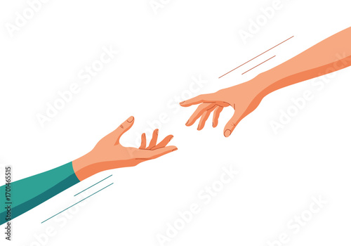 Two hands reaching out to each other with fingers about to touch symbolizing connection help and support